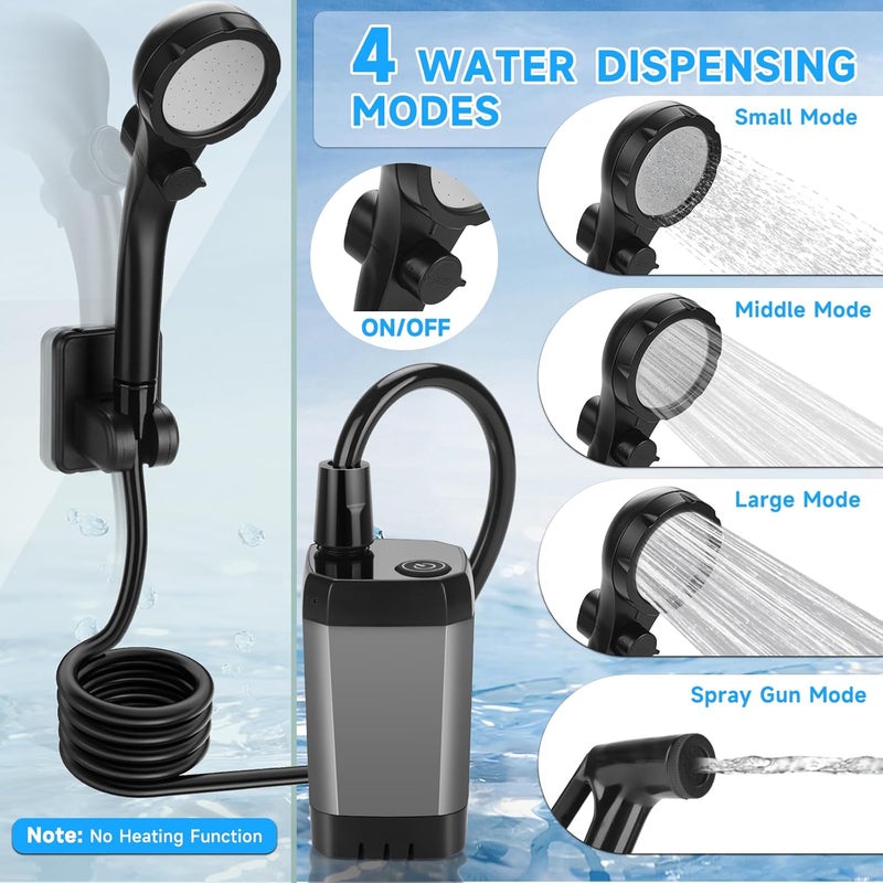 vignuto Portable Shower for Camping, Rechargeable Camping Shower Pump with LED Display of Battery Level and Temperature - Image 5